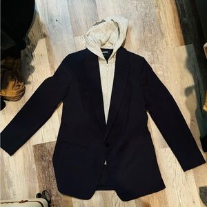 Express Navy Blazer with half hoodie (grey) Women small